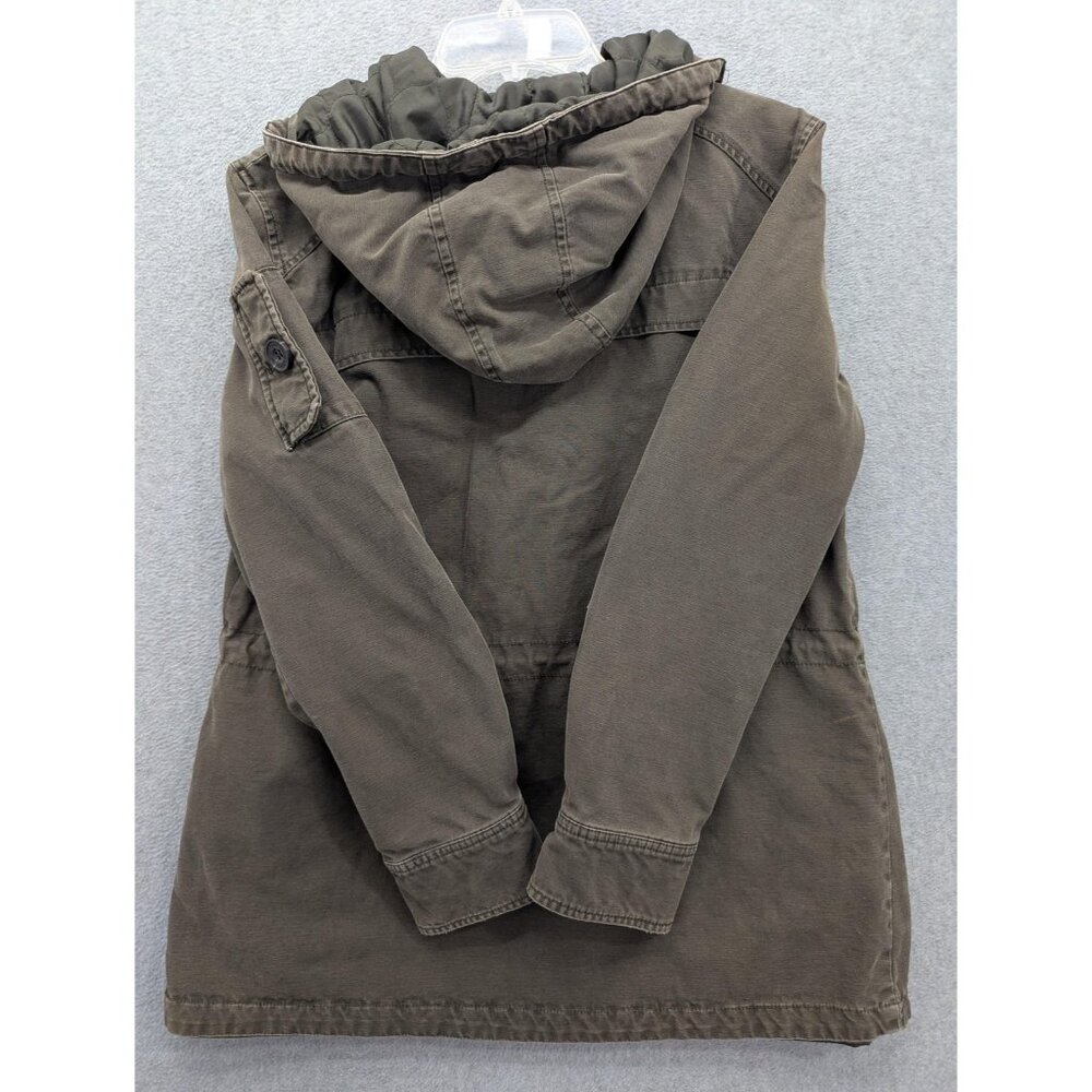 Levis Jacket Mens Large Green Hooded Quilted Canvas Parka Zip Pockets Lined - Picture 8 of 13